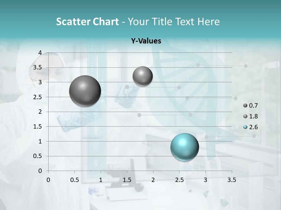 A Woman In A White Lab Coat And White Gloves Is Holding A Glass Tube With PowerPoint Template