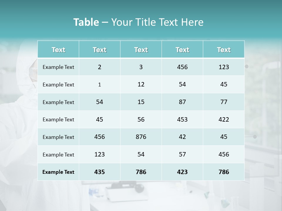 A Woman In A White Lab Coat And White Gloves Is Holding A Glass Tube With PowerPoint Template