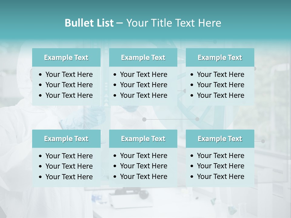 A Woman In A White Lab Coat And White Gloves Is Holding A Glass Tube With PowerPoint Template