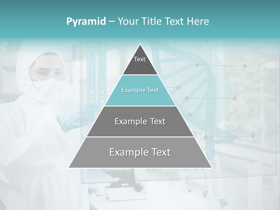 A Woman In A White Lab Coat And White Gloves Is Holding A Glass Tube With PowerPoint Template