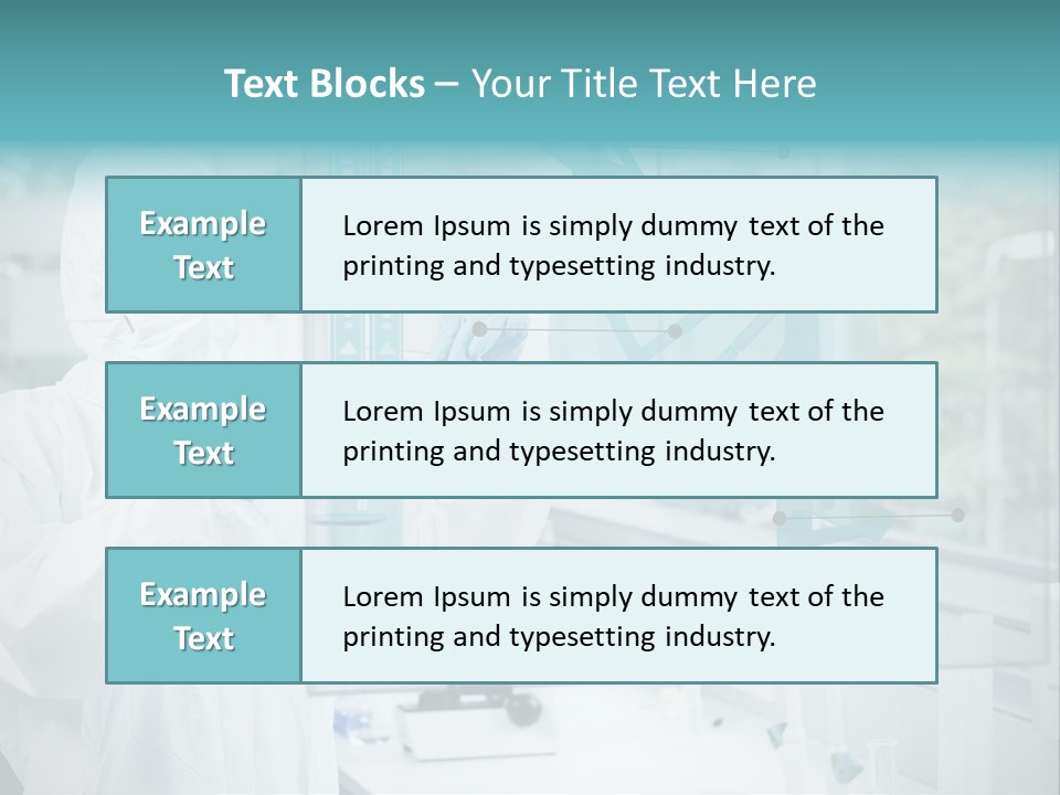 A Woman In A White Lab Coat And White Gloves Is Holding A Glass Tube With PowerPoint Template