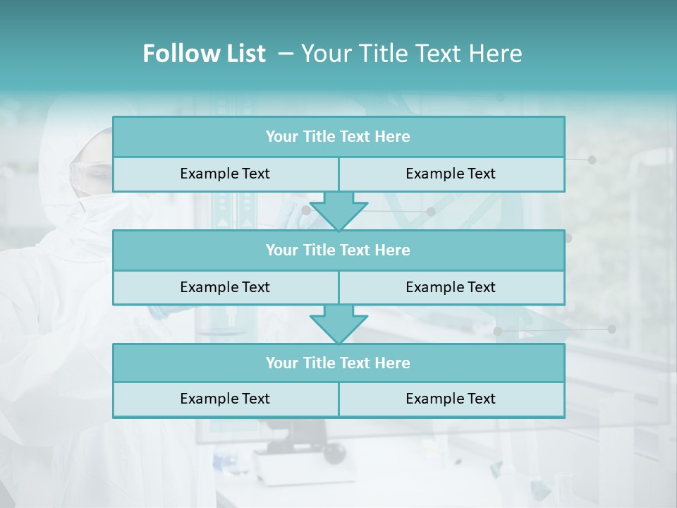 A Woman In A White Lab Coat And White Gloves Is Holding A Glass Tube With PowerPoint Template