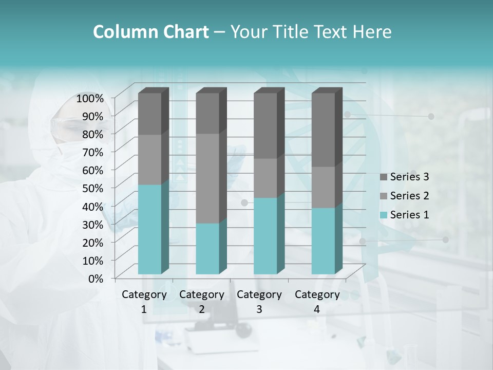 A Woman In A White Lab Coat And White Gloves Is Holding A Glass Tube With PowerPoint Template