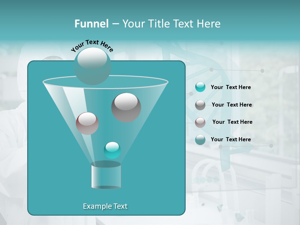 A Woman In A White Lab Coat And White Gloves Is Holding A Glass Tube With PowerPoint Template