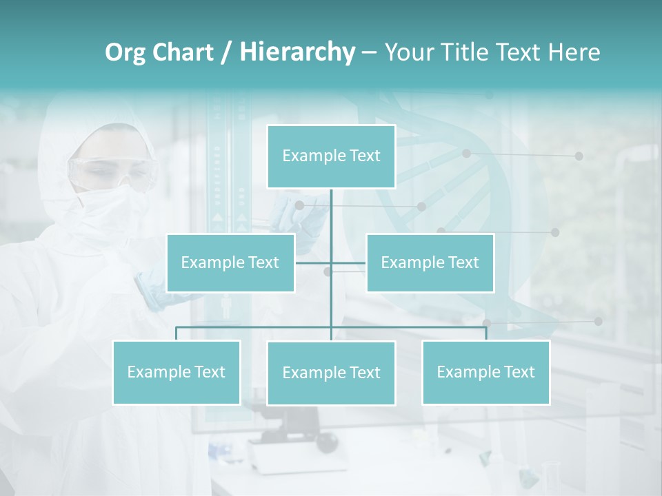 A Woman In A White Lab Coat And White Gloves Is Holding A Glass Tube With PowerPoint Template