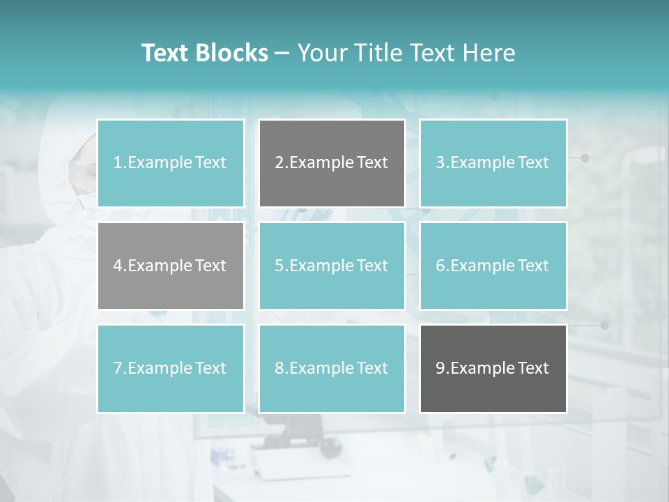 A Woman In A White Lab Coat And White Gloves Is Holding A Glass Tube With PowerPoint Template