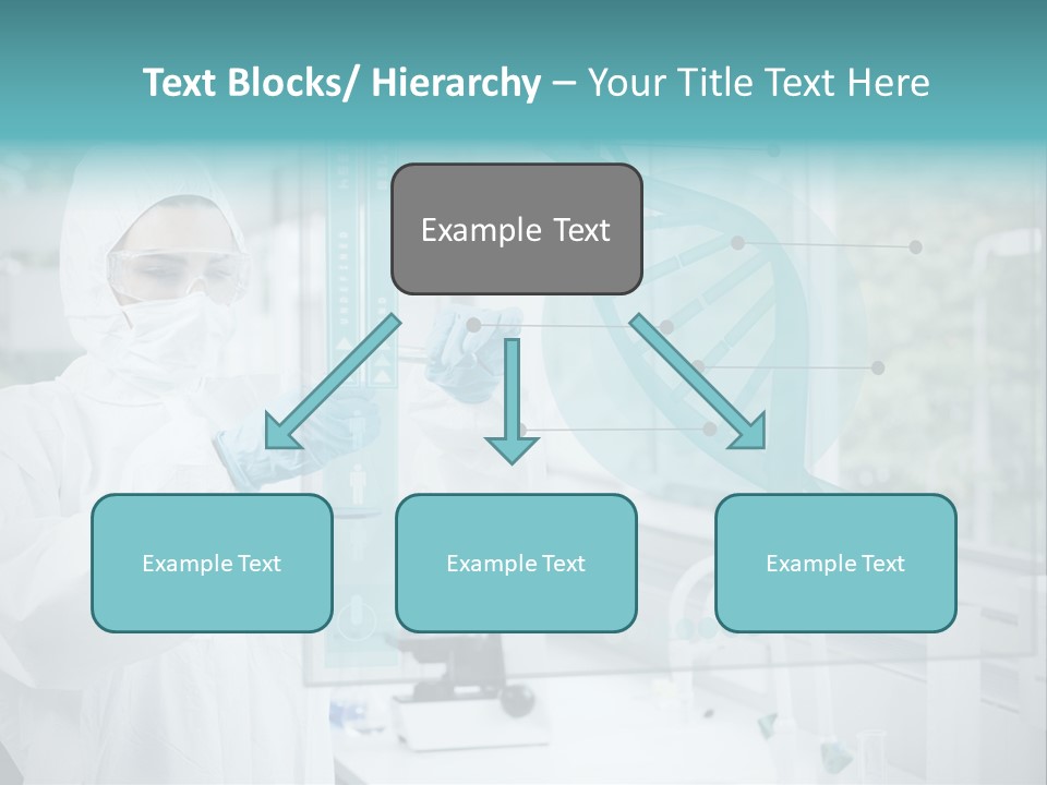 A Woman In A White Lab Coat And White Gloves Is Holding A Glass Tube With PowerPoint Template