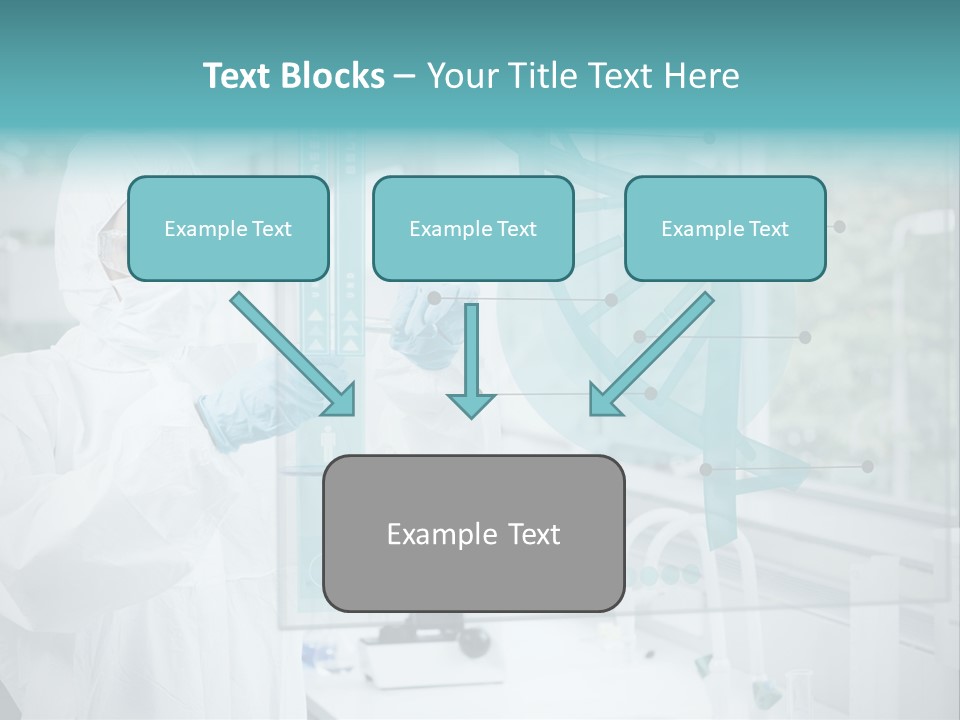 A Woman In A White Lab Coat And White Gloves Is Holding A Glass Tube With PowerPoint Template