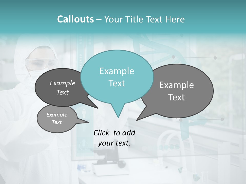 A Woman In A White Lab Coat And White Gloves Is Holding A Glass Tube With PowerPoint Template