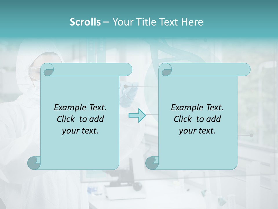 A Woman In A White Lab Coat And White Gloves Is Holding A Glass Tube With PowerPoint Template