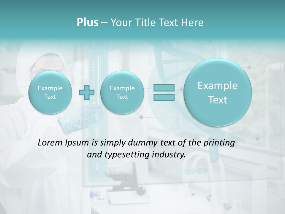 A Woman In A White Lab Coat And White Gloves Is Holding A Glass Tube With PowerPoint Template
