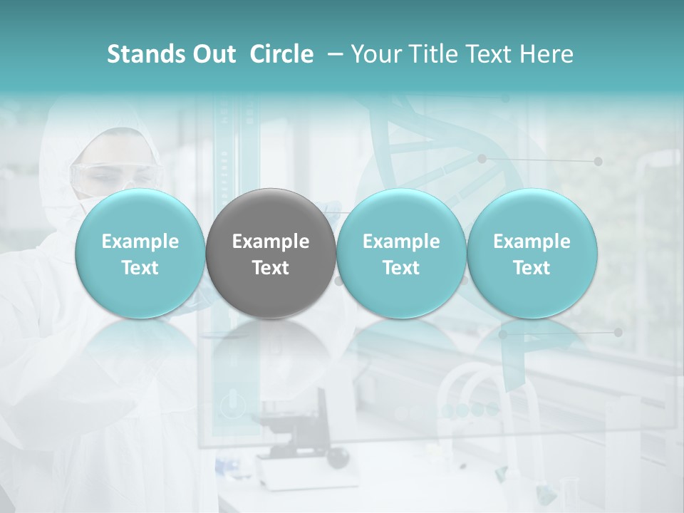 A Woman In A White Lab Coat And White Gloves Is Holding A Glass Tube With PowerPoint Template