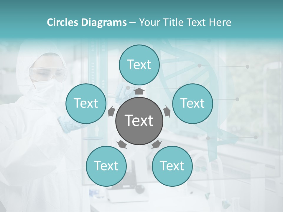 A Woman In A White Lab Coat And White Gloves Is Holding A Glass Tube With PowerPoint Template