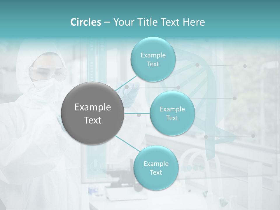 A Woman In A White Lab Coat And White Gloves Is Holding A Glass Tube With PowerPoint Template