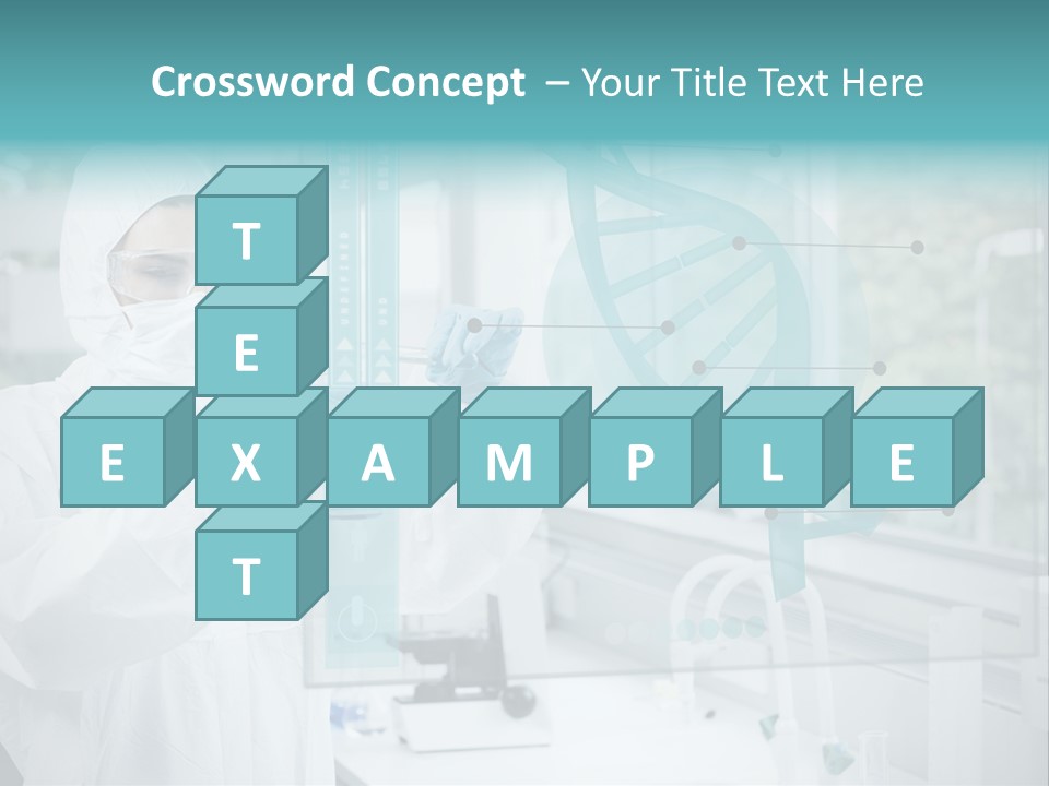 A Woman In A White Lab Coat And White Gloves Is Holding A Glass Tube With PowerPoint Template