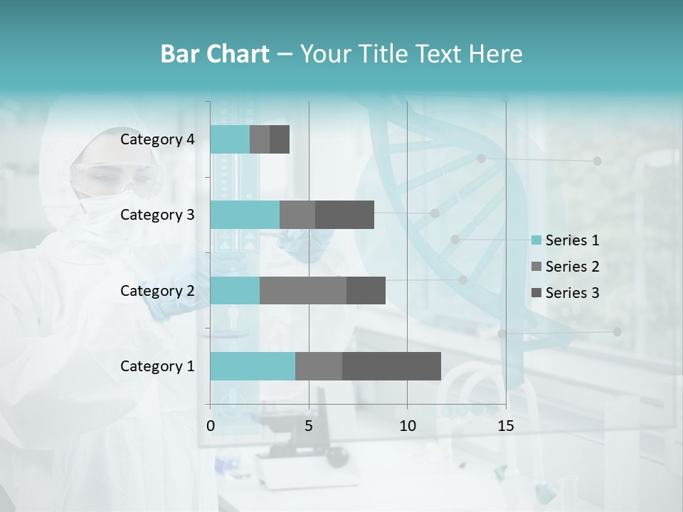 A Woman In A White Lab Coat And White Gloves Is Holding A Glass Tube With PowerPoint Template
