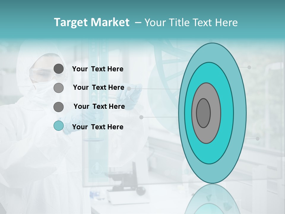 A Woman In A White Lab Coat And White Gloves Is Holding A Glass Tube With PowerPoint Template