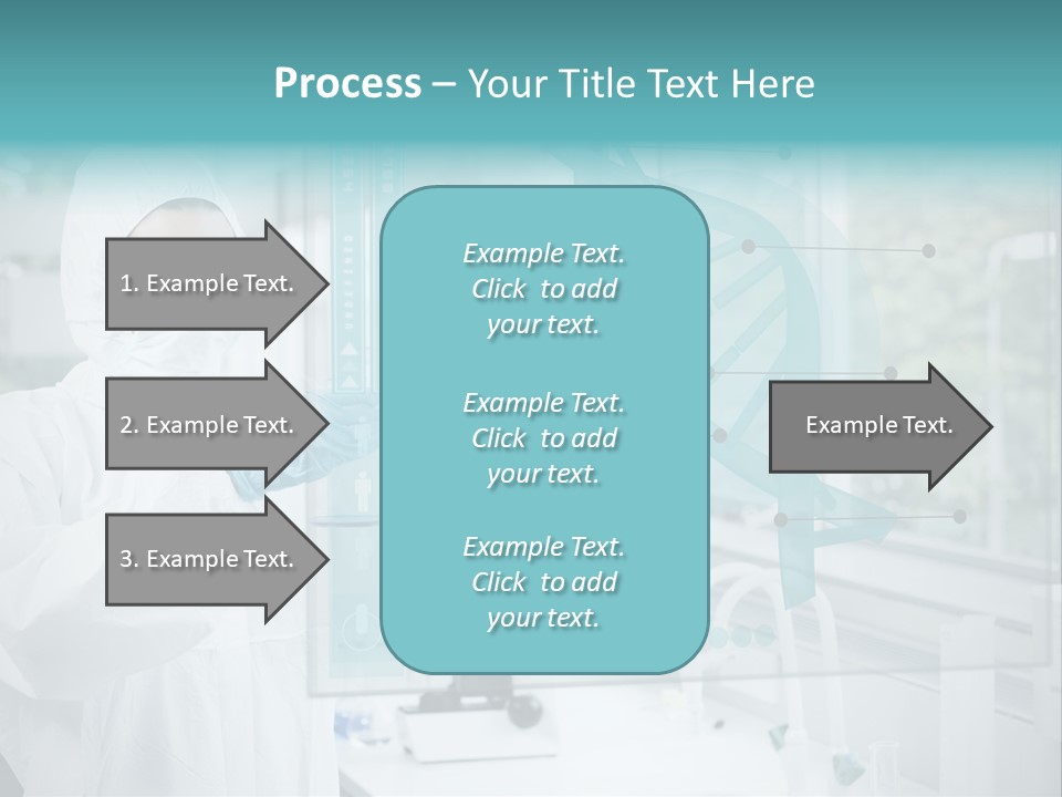 A Woman In A White Lab Coat And White Gloves Is Holding A Glass Tube With PowerPoint Template
