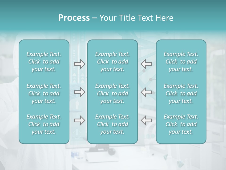 A Woman In A White Lab Coat And White Gloves Is Holding A Glass Tube With PowerPoint Template