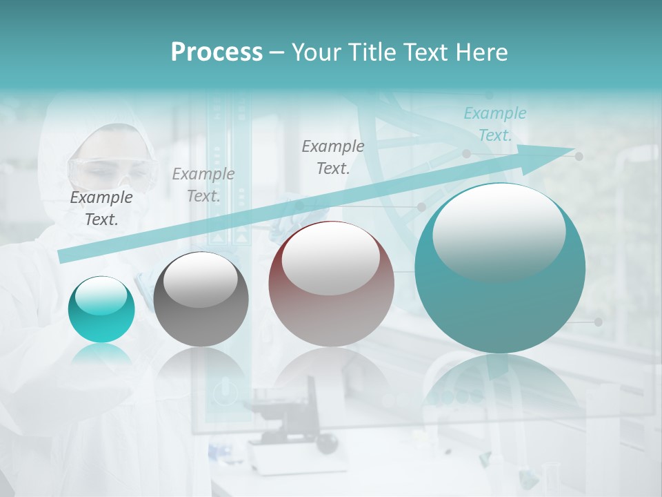 A Woman In A White Lab Coat And White Gloves Is Holding A Glass Tube With PowerPoint Template