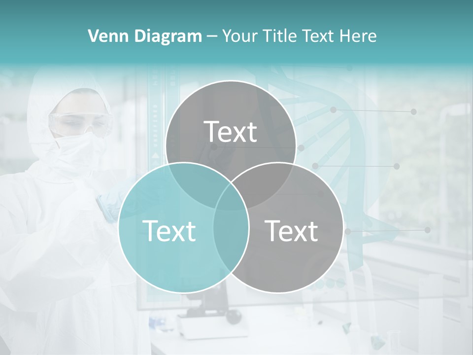 A Woman In A White Lab Coat And White Gloves Is Holding A Glass Tube With PowerPoint Template