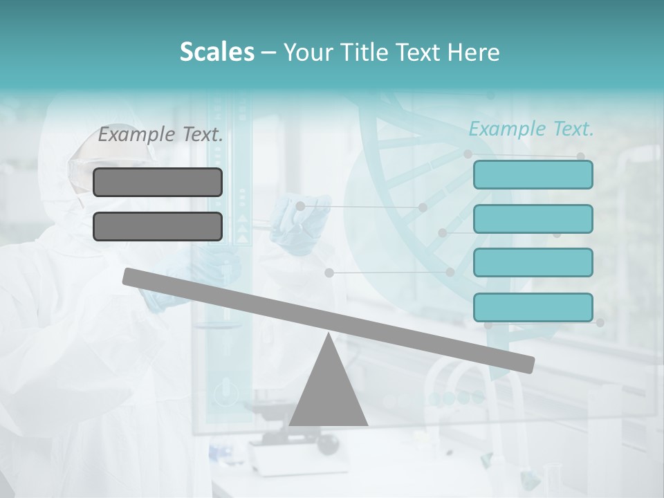 A Woman In A White Lab Coat And White Gloves Is Holding A Glass Tube With PowerPoint Template