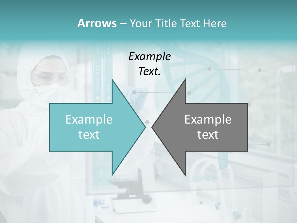 A Woman In A White Lab Coat And White Gloves Is Holding A Glass Tube With PowerPoint Template