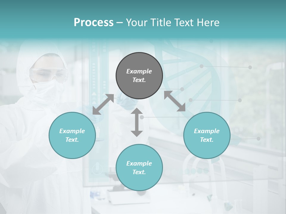 A Woman In A White Lab Coat And White Gloves Is Holding A Glass Tube With PowerPoint Template