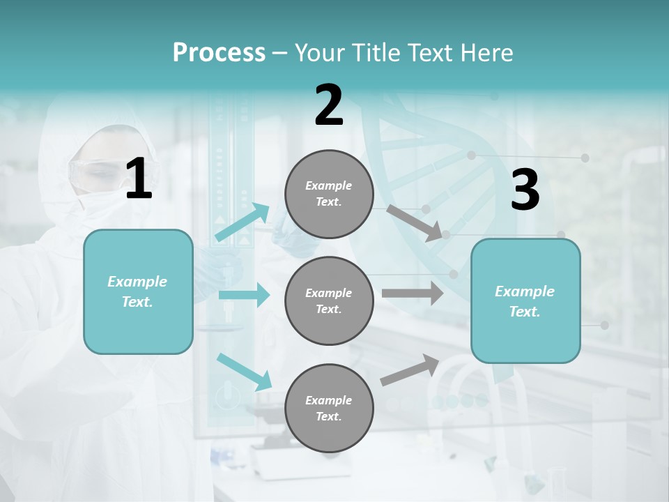 A Woman In A White Lab Coat And White Gloves Is Holding A Glass Tube With PowerPoint Template