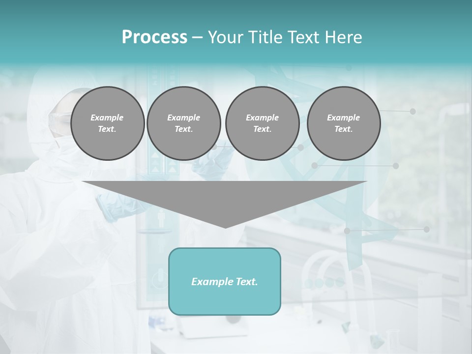 A Woman In A White Lab Coat And White Gloves Is Holding A Glass Tube With PowerPoint Template
