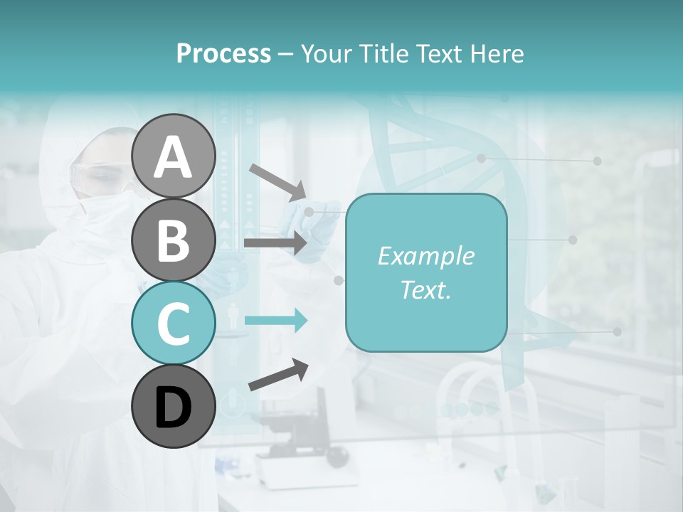 A Woman In A White Lab Coat And White Gloves Is Holding A Glass Tube With PowerPoint Template