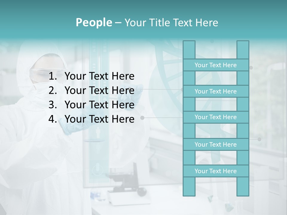 A Woman In A White Lab Coat And White Gloves Is Holding A Glass Tube With PowerPoint Template