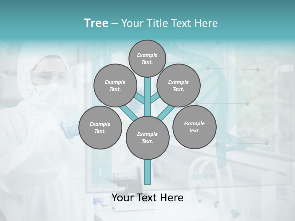 A Woman In A White Lab Coat And White Gloves Is Holding A Glass Tube With PowerPoint Template