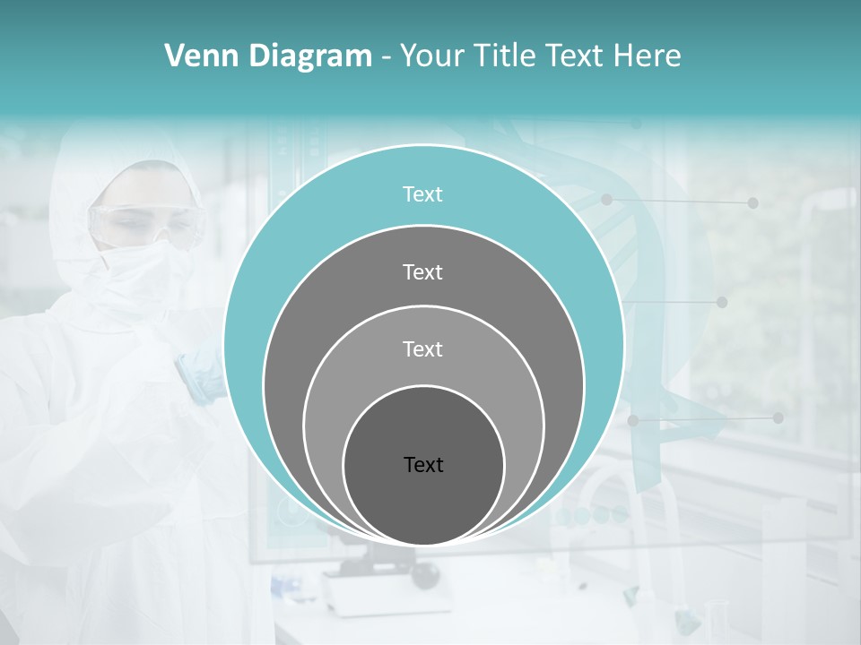 A Woman In A White Lab Coat And White Gloves Is Holding A Glass Tube With PowerPoint Template