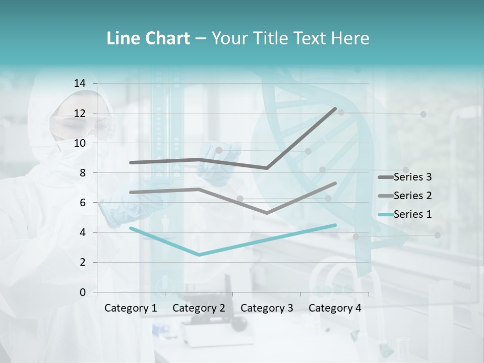 A Woman In A White Lab Coat And White Gloves Is Holding A Glass Tube With PowerPoint Template