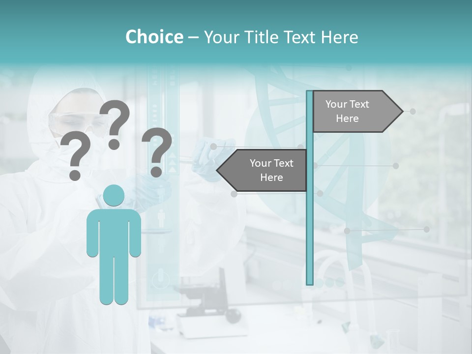 A Woman In A White Lab Coat And White Gloves Is Holding A Glass Tube With PowerPoint Template