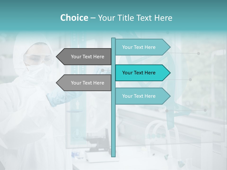A Woman In A White Lab Coat And White Gloves Is Holding A Glass Tube With PowerPoint Template