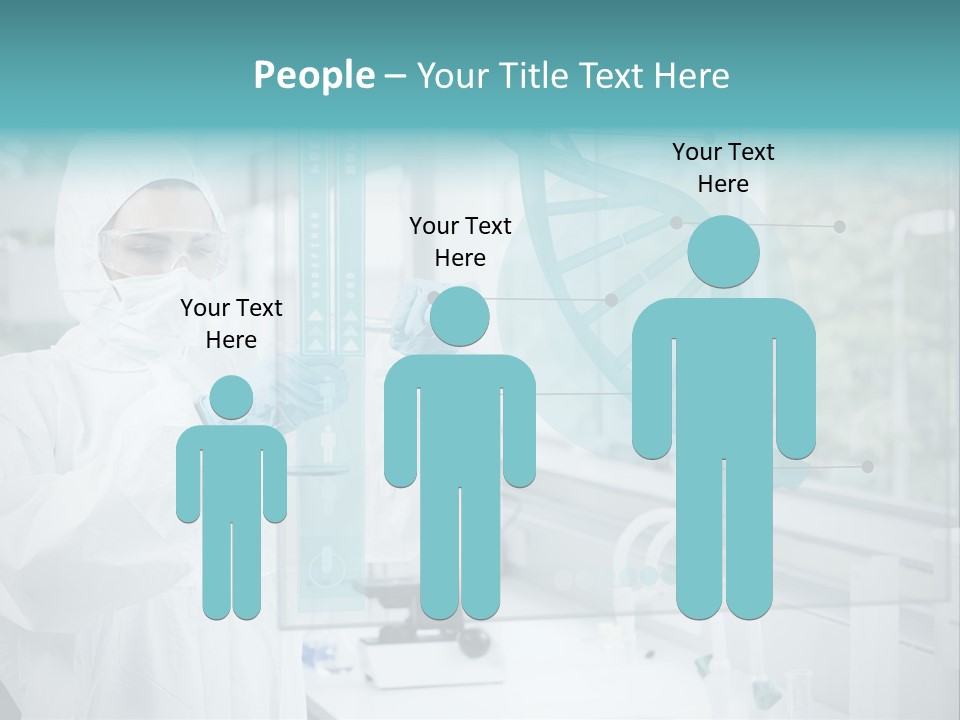 A Woman In A White Lab Coat And White Gloves Is Holding A Glass Tube With PowerPoint Template