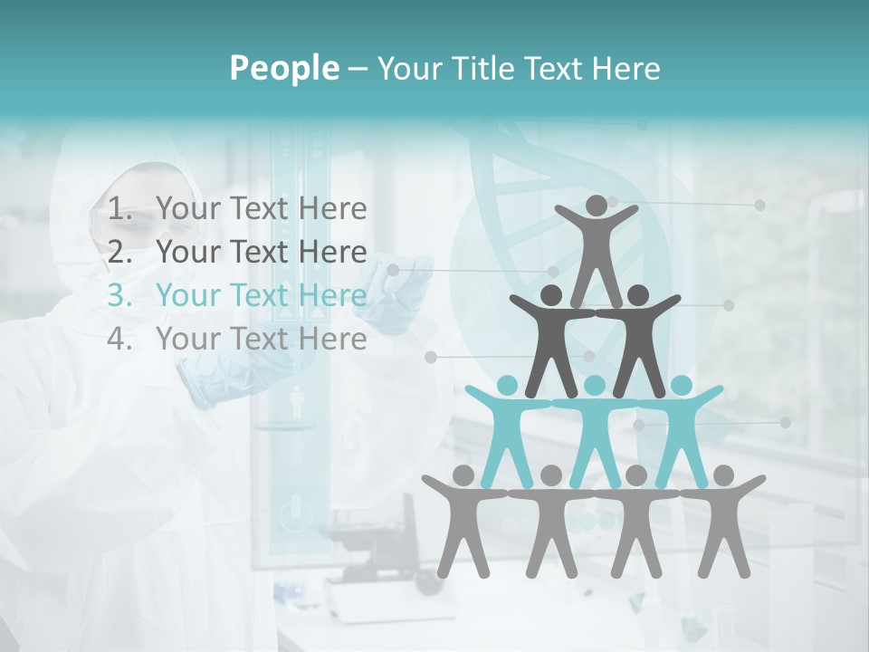 A Woman In A White Lab Coat And White Gloves Is Holding A Glass Tube With PowerPoint Template