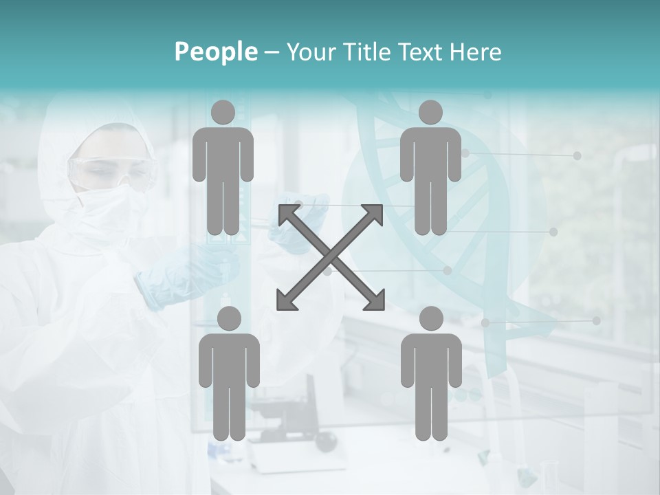 A Woman In A White Lab Coat And White Gloves Is Holding A Glass Tube With PowerPoint Template