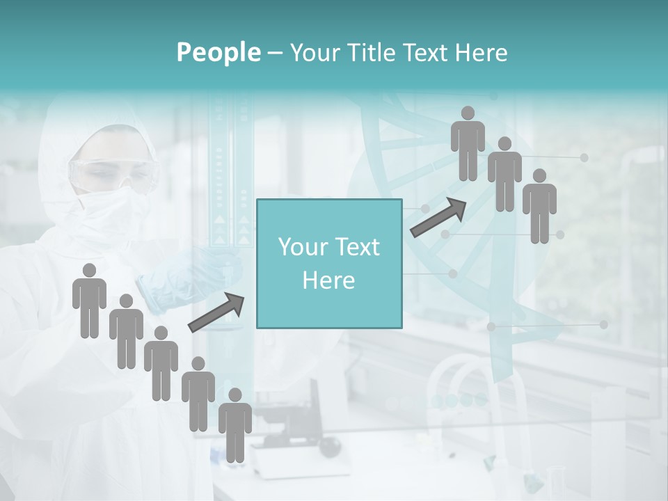 A Woman In A White Lab Coat And White Gloves Is Holding A Glass Tube With PowerPoint Template