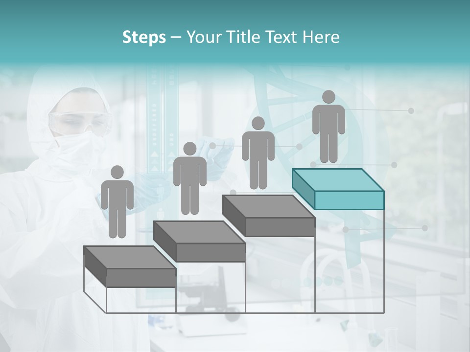 A Woman In A White Lab Coat And White Gloves Is Holding A Glass Tube With PowerPoint Template