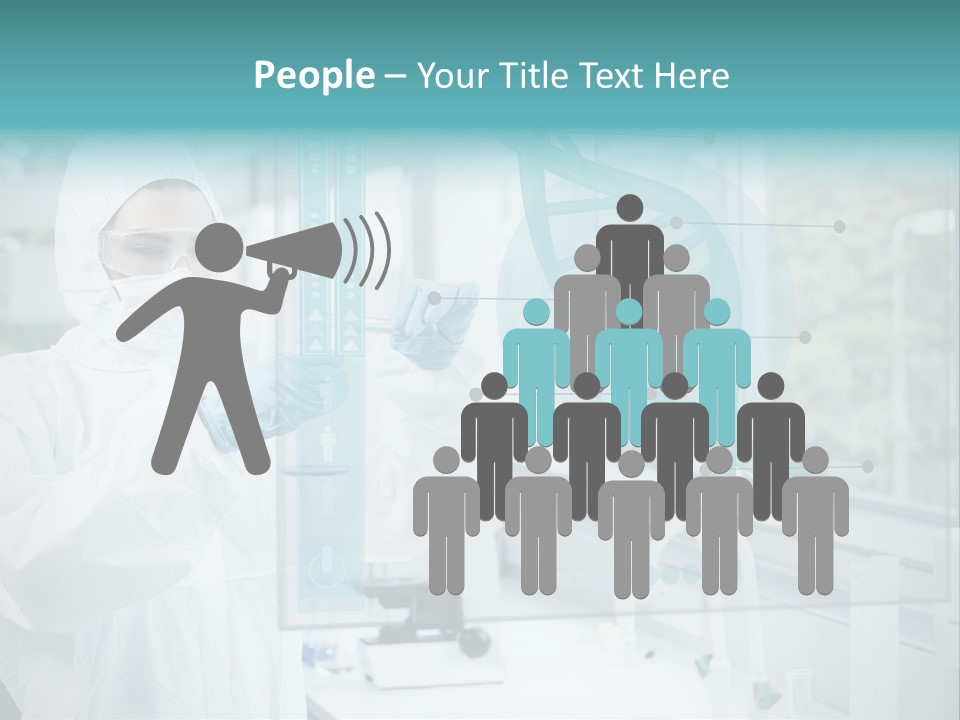 A Woman In A White Lab Coat And White Gloves Is Holding A Glass Tube With PowerPoint Template