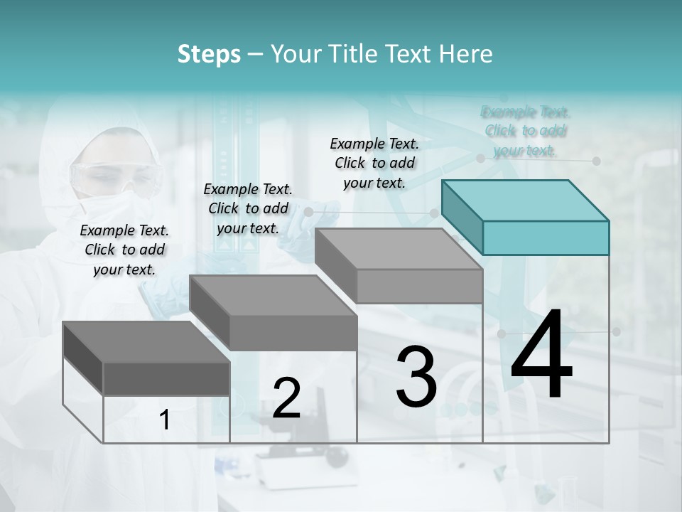 A Woman In A White Lab Coat And White Gloves Is Holding A Glass Tube With PowerPoint Template