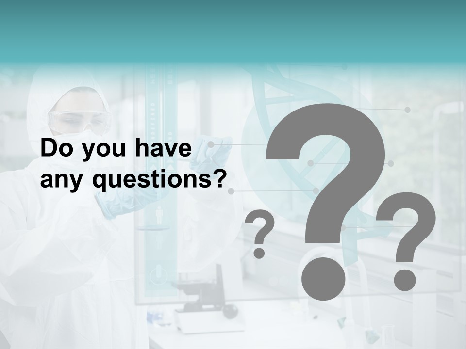 A Woman In A White Lab Coat And White Gloves Is Holding A Glass Tube With PowerPoint Template