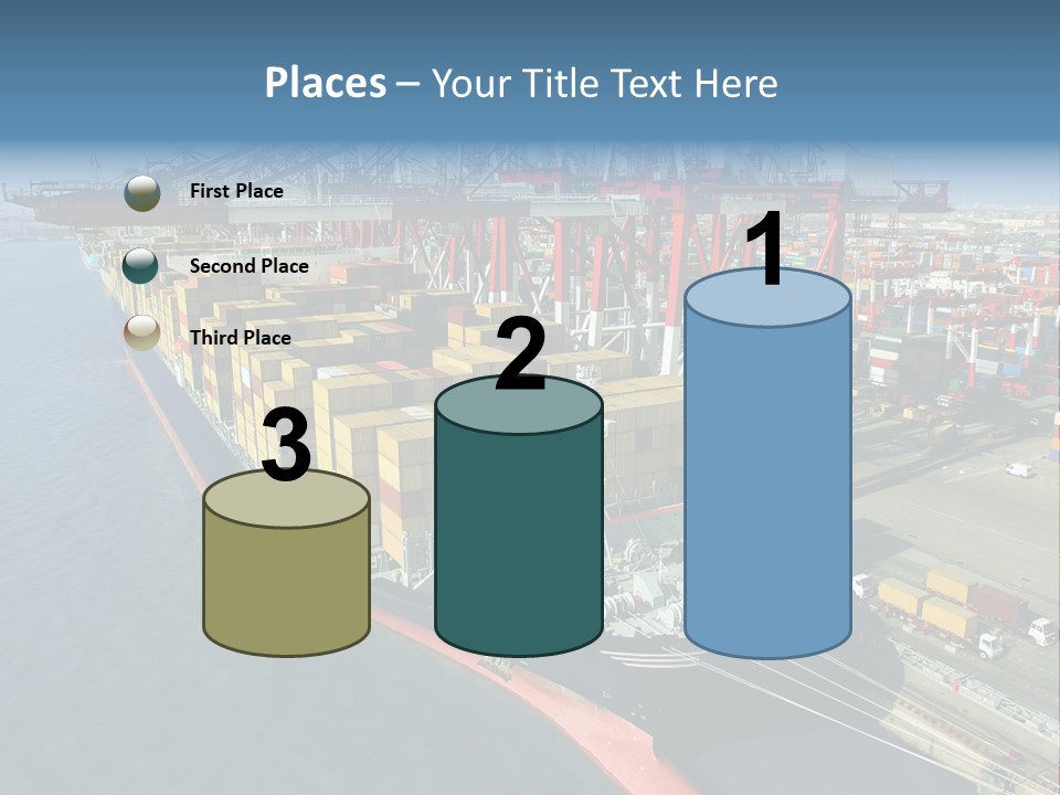 Unloading Tugboats Cargo Containers PowerPoint Template