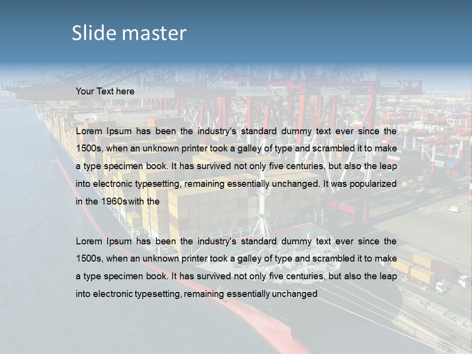 Unloading Tugboats Cargo Containers PowerPoint Template