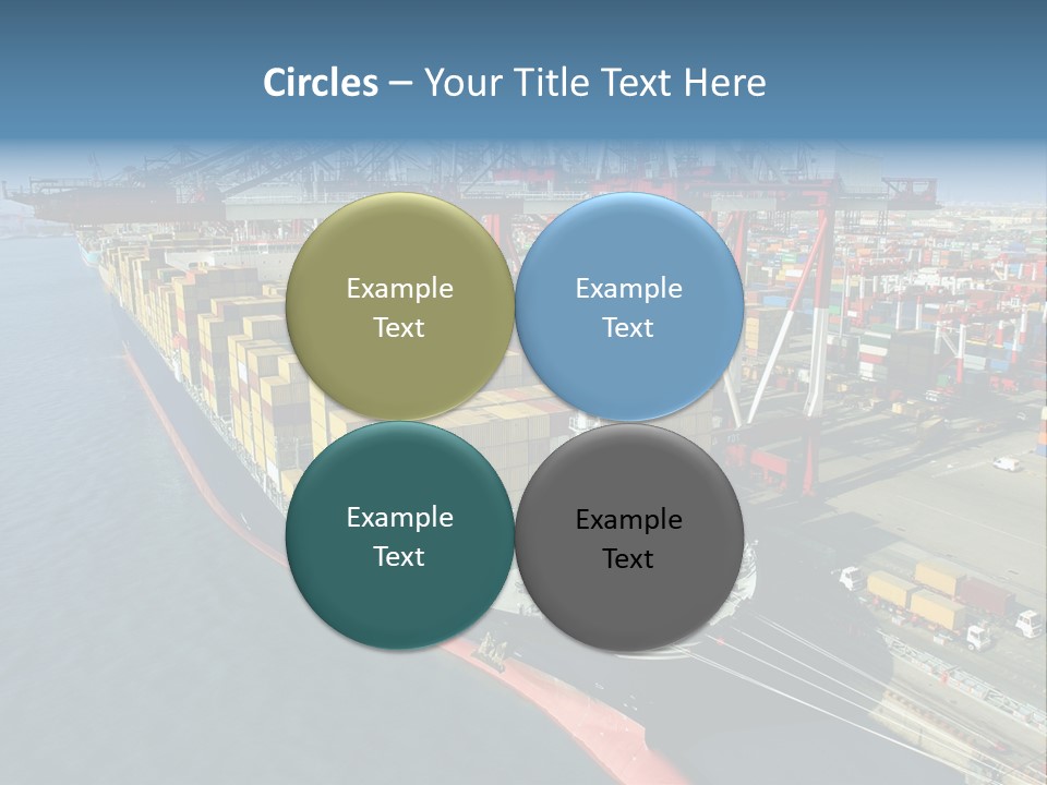 Unloading Tugboats Cargo Containers PowerPoint Template