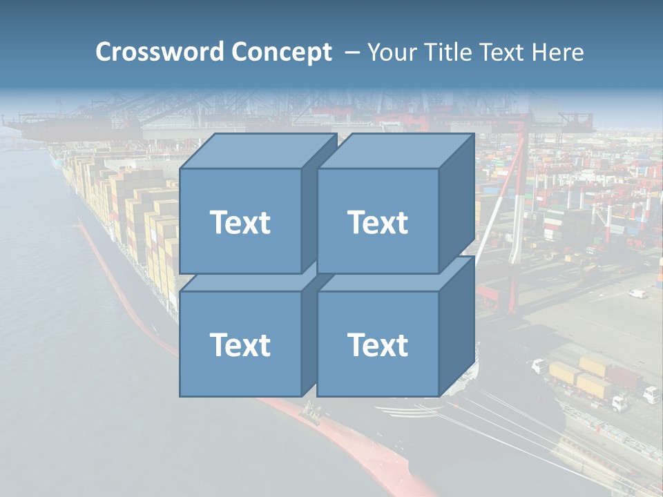 Unloading Tugboats Cargo Containers PowerPoint Template
