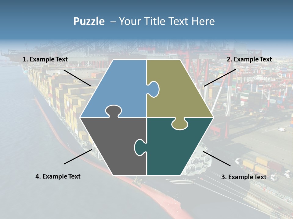 Unloading Tugboats Cargo Containers PowerPoint Template